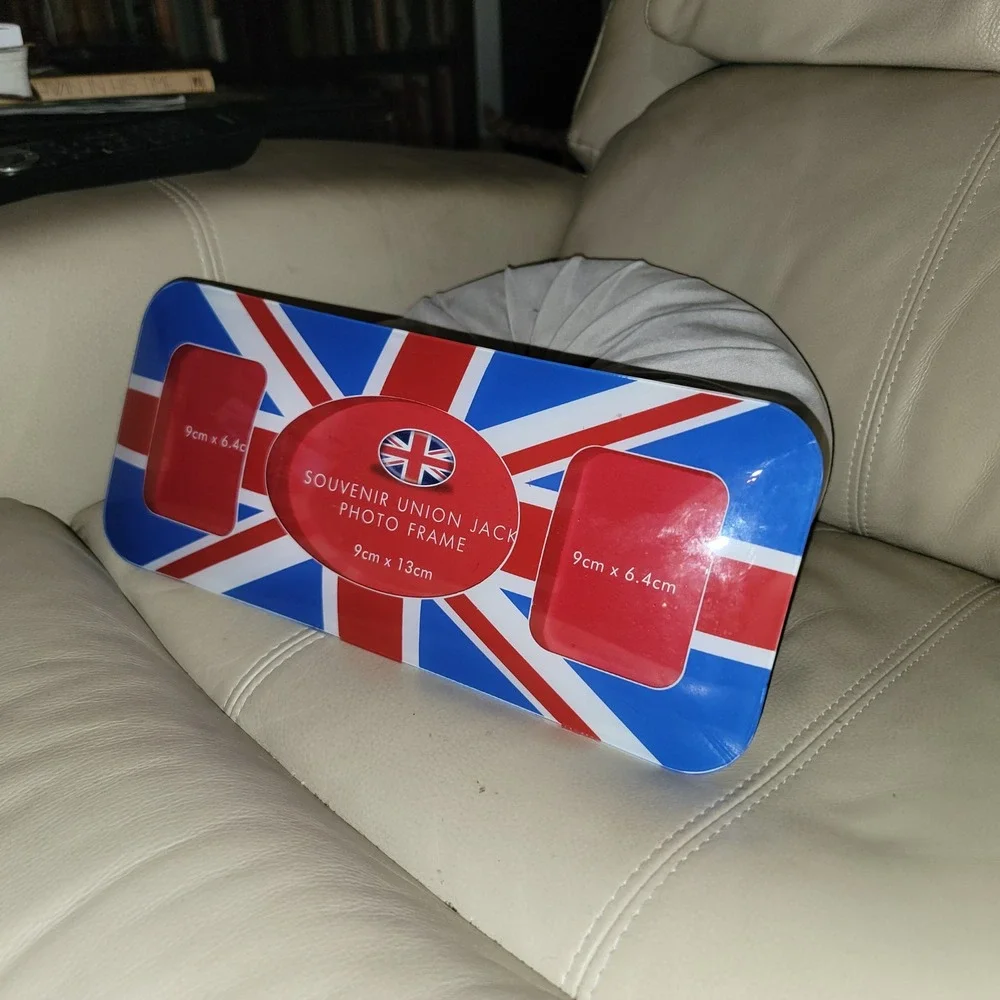 Souvenir Union Jack Double Photo Frame Red White Blue UK Flag